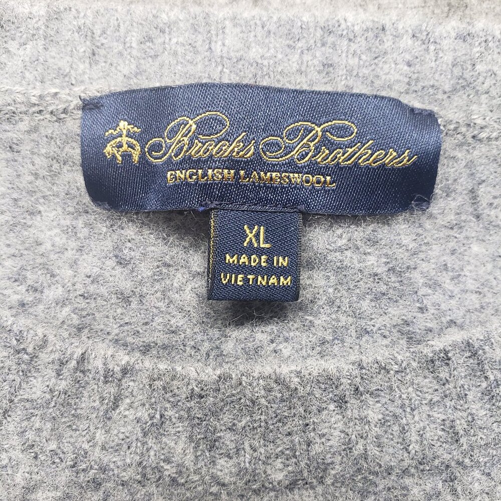 Brooks Brothers Cable Knit 100% English Lambs Wool Sweater Pullover Gray Sz XL - Picture 6 of 7